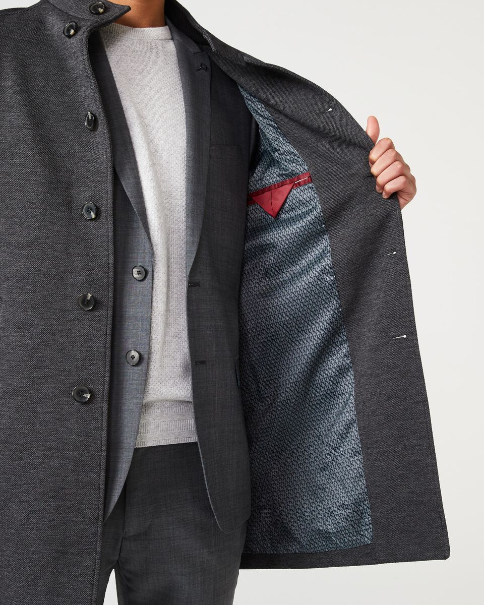 Mens Dark Charcoal Knitted Trench Coat